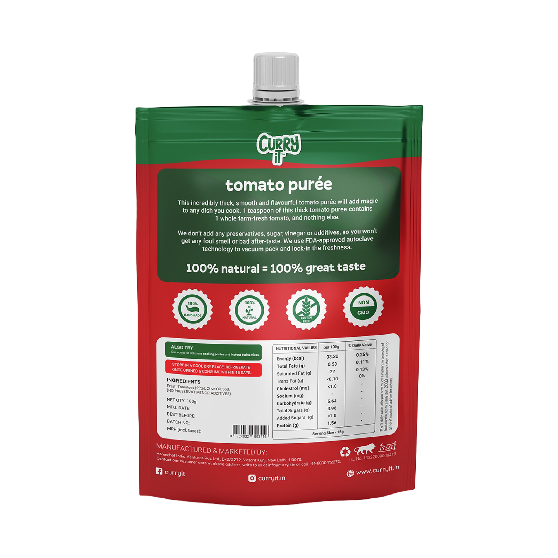 preservative free tomato purée - combo pack