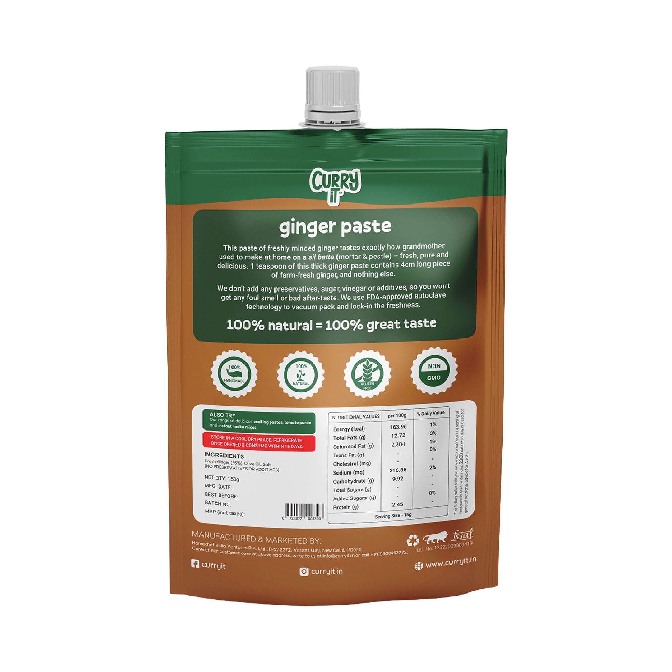 preservative free ginger paste - combo pack