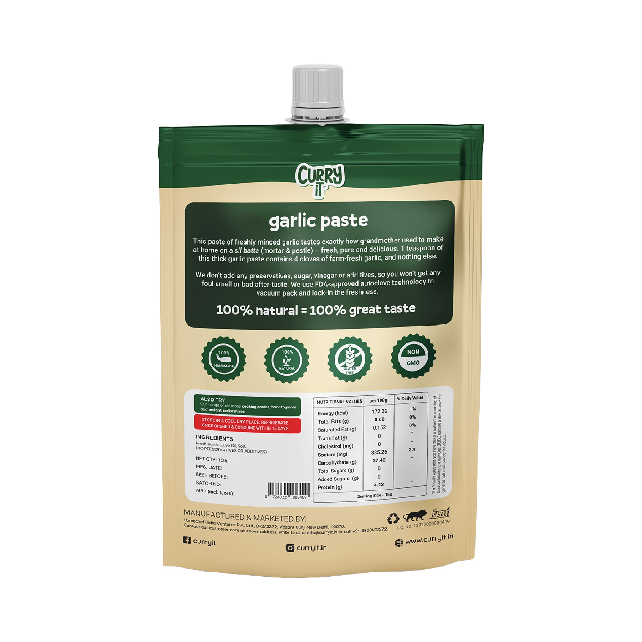 preservative free garlic paste - combo pack