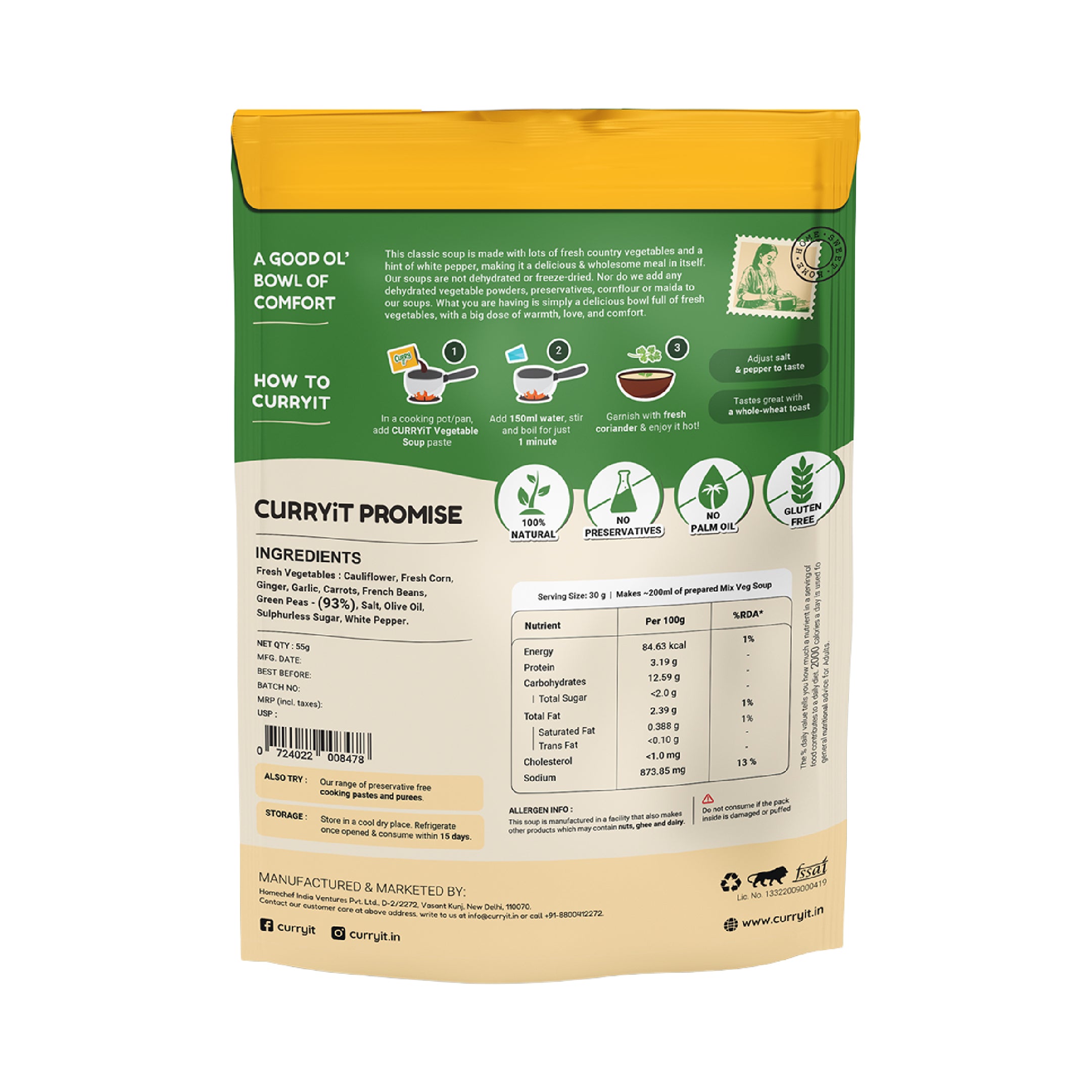 preservative free mix veg soup - combo pack