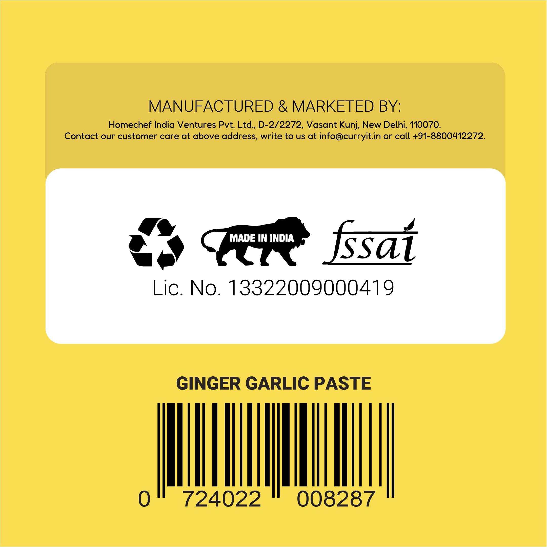 preservative free ginger garlic paste - combo pack